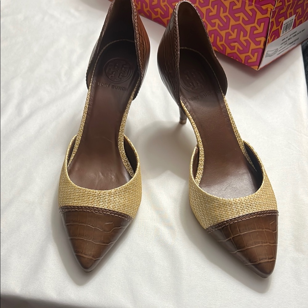 Tory Burch Brown Tan Leather Heels